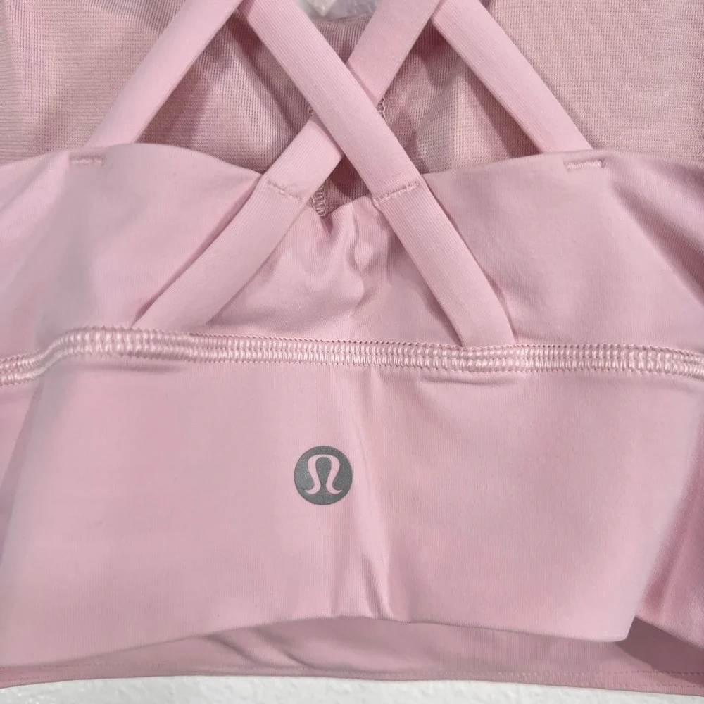 Lululemon Energy Longline Bra Size 4 Meadowsweet Pink Luxtreme Strappy Yoga Gym